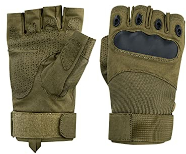 WALKER AND HAWKES - Fingerlose Handschuhe - für Jagd & Sport - rutschfest - Knöchelschutz - Grün - L