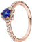 LaMenars EUR55 Women Sparkling Blue Elevated Heart Ring with Clear CZ & Blue Crystal Encased in 18K rose gold plating, Birthday Anniversary Jewelry Gifts for Daughter Girls Mom Wife