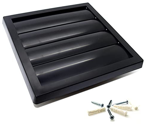Black Gravity Grille 150 mm / 6 inch External Ducting Air Vent with Round Spigot and Non-Return Gravity Shutters for Kitchen Ceiling Extractor Fans Bathroom Ventilation Duct Fan Cover