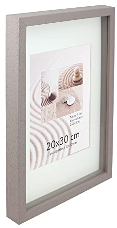KM Foto 3D Objektrahmen Holz Bilderrahmen Shirt Trikot Rahmen Collage Wanddeko Poster S223: Farbe: Taupe | Format: 50x70