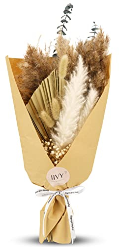 IIVY© Trockenblumen Strauß Maya mit echtem Pampasgras und Eukalyptus | 45 cm Trockenblumen Set | Boho Deko für Dein Zuhause
