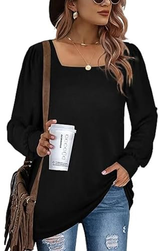 FANGJIN Damen Oberteil schwarz Damen Sport Kleidung Frauen Oversized Tunika t-Shirt Pullover elegant Party Outfit Casual sportbekleidung Einfarbig Tops XXL