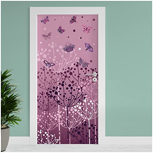 Finest Folia Türfolie 90x200 cm Türtapete Türposter Folie für Tür Wohnzimmer Kinderzimmer Küche Türaufkleber Bad Aufkleber selbstklebend TF04 (15 Schmetterlinge)