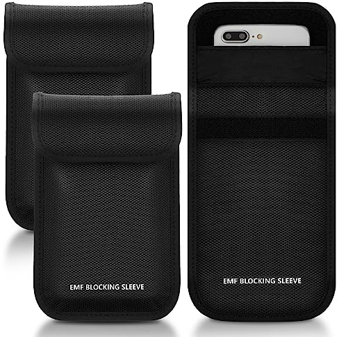 Xuhal Emf blockierende Handyhüllen, 18 x 11,7 cm, Strahlungsblocker für Handy-Abschirmung, Emf-blockierende Handyhülle, passend für die meisten Handys, Schwarz, 3 Stück