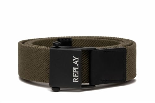 Replay Herren Gürtel aus Stoff, Dk Sage 355 (Grün), 100