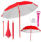 KOKOBOX SET di OMBRELLONE da Spiaggia Mare Inclinabile 180CM+PICHETTI/TRIVELLA Ombrellone+APPENDIABITI+SACCA PVC,Obrellone da Balcone/Giardino/Terrazzo/Piscina/Pesca Esterno Antivento Portabile Rosso