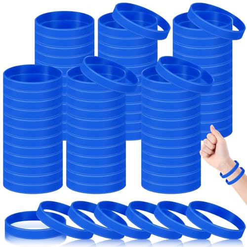 Huquary 100 Pcs Solid Color Rubber Wristbands Rubber Bracelets Silicone Wristbands Sports Bracelets Bulk Adult Wrist Bands for Event Women Men Party Decorations(Dark Blue)