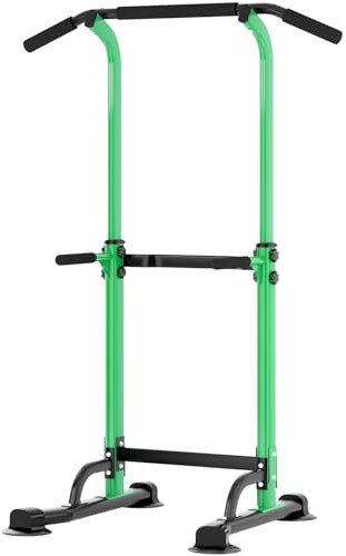soges Klimmzugstange, verstellbar, auf Fuß, römischer Stuhl, verstellbar, für Heimtraining, Workout Dip Station, Fitness, Power Tower, Physik, Krafttraining, Grün