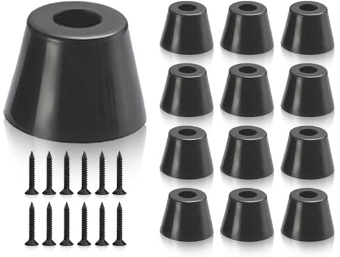ZoeTekway 12 Stück Schwarz Gummifüße für Schneidebretter mit Edelstahl Schrauben, Gummipuffer Schraubfeste Rund Gummifüße Schraubbar, für Die Meisten Möbelgeräte (19 * 15 * 17mm)