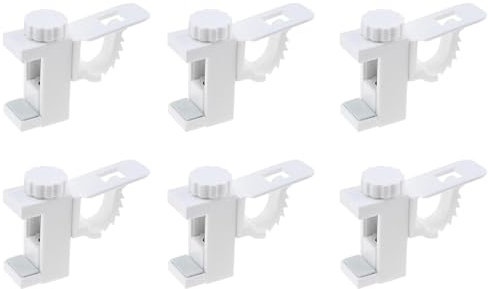 GIONAR 6 Pièces Support Tringle Rideaux sans Percage, Barre Transversale Réglableen Plastique, Support de Stockage de Serviette et Crochet pour Organisateur
