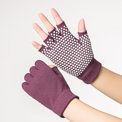 Bomclap Yoga Handschuhe, Griffige Gym Handschuhe, Damen Fingerlose Handschuhe, Lila