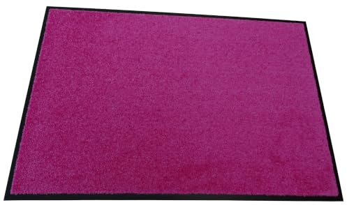 MERTEX Schmutzfangmatte Kiel | Fußmatte | 30 °C waschbar, Pink, 40 x 60 cm | Dichter Flor mit hoher Feuchtigkeitsaufnahme | Rutschfest und strapazierfähig | Rundum mit Rand | Besonders flach