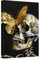 ZQQART Totenkopf Leinwandbild Wandbild Goldener Schmetterling Leinwandgemälde Kunst Skelett mit Insekten Tierbilder Halloween Wanddekor Kunstwerk Rahmen(Gold,30x45cm)