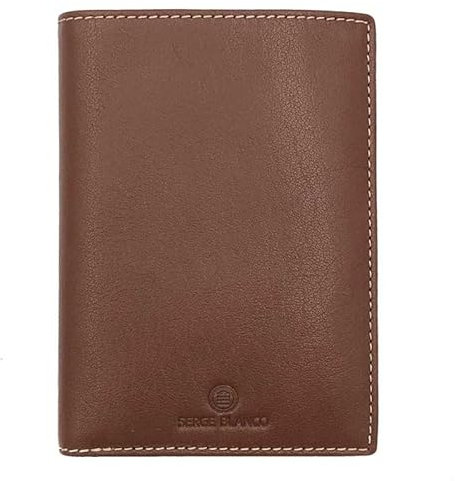 Serge Blanco - Portefeuille en Cuir Homme Marfa - Cognac - 11 x 15,2 x 2 cm - Marron