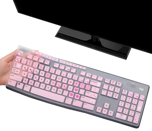 Keyboard Cover Skin Protector for Logitech MK295 MK275 MK270 Wireless Keyboard, Logitech K200 K260 K270 K275 K295 MK200 MK260 Ultra Thin Desktop PC Silicone Keyboard Cover-Lovly