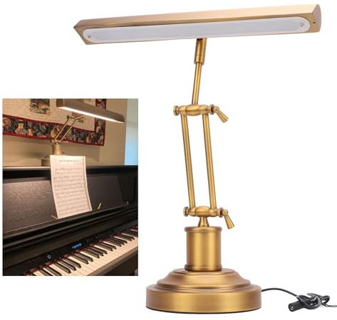 Dpofirs Retro Klavierlampe, 12 W, Klavierleuchte, Augenpflege mit Doppelarm, 3000 K Bis 6000 K, 85 CRI, Notenpultleuchte für Klaviere (EU-Stecker)
