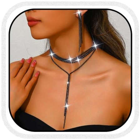 Fashband Ensemble de colliers en strass, collier multi-rangs, collier en cristal, accessoires de mariage pour femme
