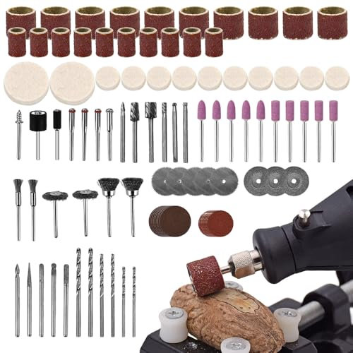 VGECEE 141 Pcs Outil Rotatif Multifonction, Accessoire pour Mini Meuleuse/Perceuse, Outil Rotatif Multi Usage avec Boîte, Inclut Fraise, Disque, Meule, Brosse, pour Découpe Polissage Gravure Nettoyage