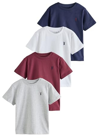 NEXT Jungen 4er-Pack Kurzarm-T-Shirts mit Hirsch-Stickerei 98-176