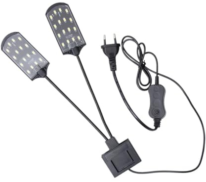 Levemolo Luz LED para Acuario Doble Cabeza Herramienta de Iluminación para Acuáticas y Peces Completo sin Ángulos Muertos Resistente y Ligera Compatible