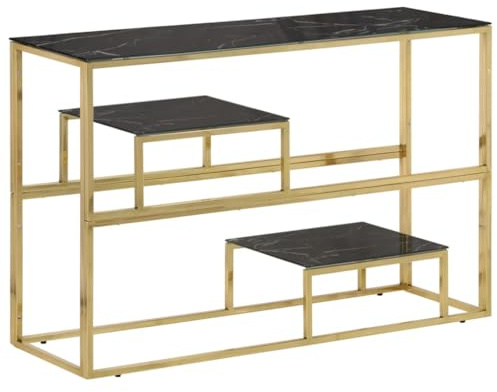 Tomostar Table Console, Console Meuble Table d'entrée de Couloir doré Acier Inoxydable et Verre trempé