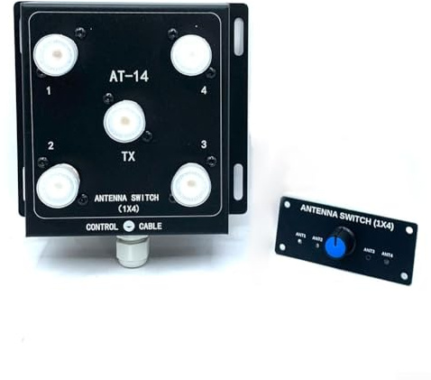 CWOQOCW 4-Way Coaxial Antenna Switch Remote Control 500W PEP 1.8-60MHz Low Loss Signal Transmission for Amateur Radio Broadcasting