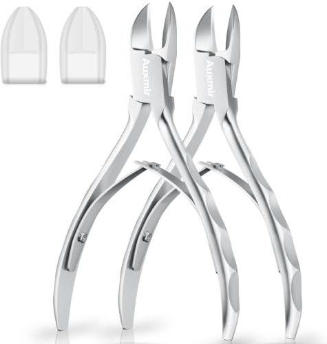 Auxmir Lot de 2 Pince Coupe Ongle - Précision Pince à Ongle pour Épais Orteils Fungus Ongles Incarnés Coupe Ongle Professionnel Pince Ongle en Acier Inoxydable