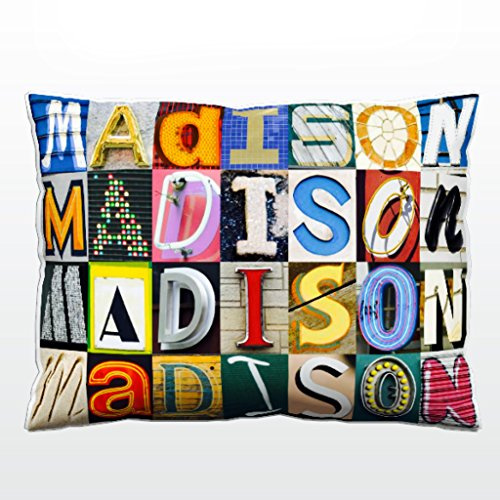 Personalized Pillow featuring the name MADISON in sign letter photos