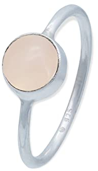 mantraroma Silber Ring Damen 925 Rosenquarz Edelstein rosa schlicht modern