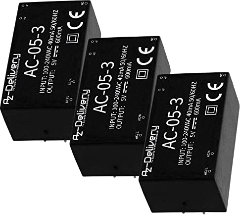 AZDelivery 3 x 220V zu 5V Mini-Netzteil kompatibel mit Arduino und Raspberry Pi inklusive E-Book!