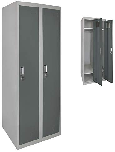 BB Sport Spind Garderobenschrank Doppelspind Metallschrank Umkleideschrank 180 x 60 x 50 cm ; Grau-Dunkelgrau