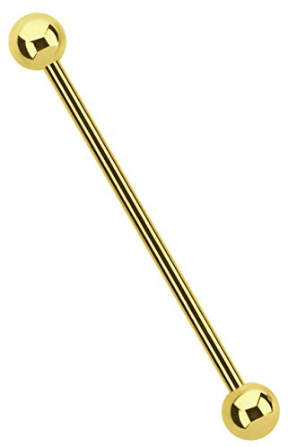 Industrial, Intim, Ohr Piercing 316L Stahl Stab 1,6 x 38 mm Gold
