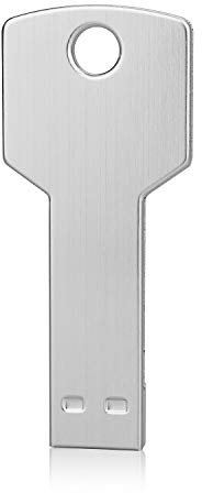 K&ZZ 64G Key Shape USB Flash Drive, Metal Thumb Drive USB2.0 Flash Disk Memory USB Stick Expansion Disk, Silver 64GB
