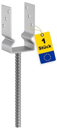 GRUNDLINE - U Pfostenträger 120x120 Beton - Pfostenanker - Stützenfuß - Pfostenträger zum einbetonieren - Stützenschuh U-Form - Balkenträger - Zaunstütze - Bodenanker für Holzpfosten, Pergolen