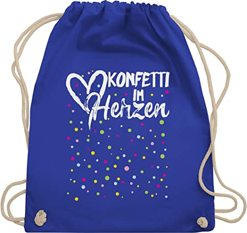 Turnbeutel Rucksack - & Fasching - Taschen - Konfetti im Herzen Karneval I - Unisize - Royalblau - tasche für wurfmaterial karnevalsbeutel faschings herz beutel karnevalstasche karnevals confetti