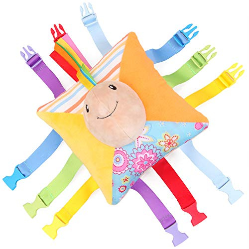 EZLink Plush Soft Travel -Toy with Buckles-Basic Life Skills Children's Plush Travel Activity Game- Children Baby Toddler Educational Learning