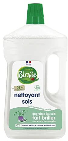 Biovie - Nettoyant pour sols à l'huile essentielle de menthe - Nettoyants multi-usages et désodorisant - Ecodétergent - Bouteille de 1L