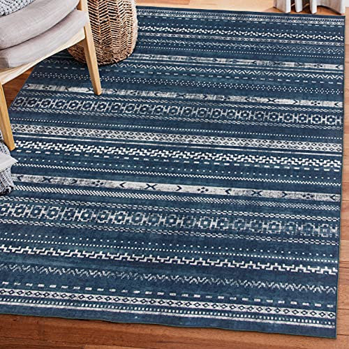 ReaLife Teppich - Maschinenwaschbar - aus Premium-Recyclingfasern hergestellt - Moroccan Stripe Blue, 225 x 285 cm