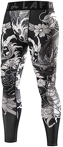 LAFROI Men's Quick Dry Cool Compression Fit Tights Leggings Waistband-YSK08 Dragon Size LG