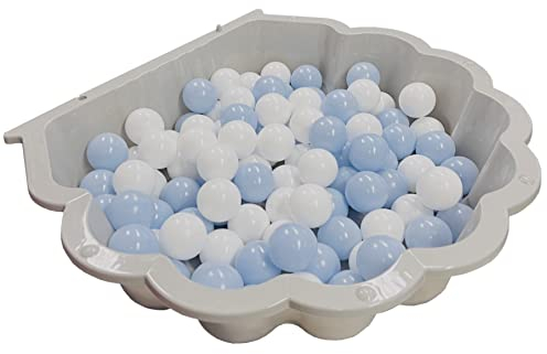 TikTakToo Sand & und Wassermuschel I Sandkasten gefüllt mit 100 Euromatic Spielbällen (1-teilig) (grau/weiß/blau)