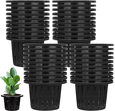 Jucoan 40 Pack 4 Inch Net Pots, Garden Slotted Mesh Net Cups, Plastic Orchids Pot Plant Nursery Basket with Wide Lip for Aquaponics, Hydroponics