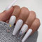 Brishow Cercueil Faux Ongles Blanc Long Faux Ongles Star Glitter Décorations De Noël Appuyez sur les Ongles Ballerine Acrylique Bâton sur les Ongles 24pcs pour Femmes et Filles