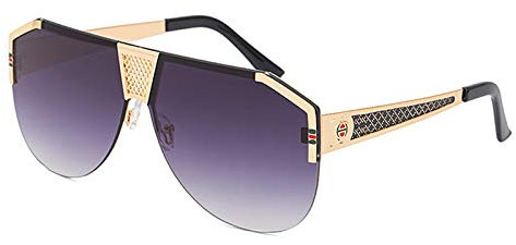 SHEEN KELLY Retro Square Oversized Sonnenbrille Für Männer Frauen Klassische Mode Sonnenbrille Randlose Sonnenbrille Vintage