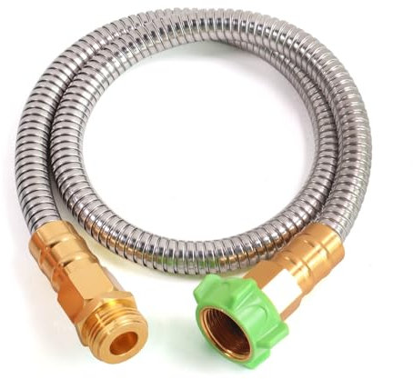 Sunifier Manguera de jardín corta de metal de 3 pies, líder de manguera de acero inoxidable de 3 pies, extensión de manguera de agua pequeña, extensor de manguera ligero para exteriores (3 pies)