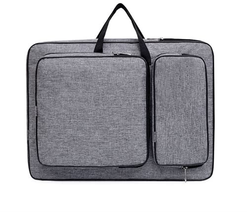 A3 Art Portfolio Case Portable Drawing Board Bag Waterproof Artwork Portfolio Carry Case Art Artist Folder Case Student Portfolio Drawing Painting Sketch Bag for Palette Paints Brushes Pencils (Grey)