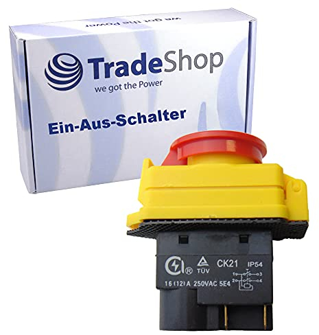 Trade-Shop Ein-Aus-Schalter/Hauptschalter/Geräteschalter/Taster YH02-A 16A 250V mit 4 Anschlusskontakten für stationäre Maschinen wie Kreissägen