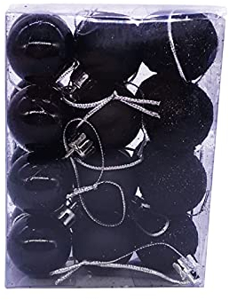 Bodhi2000 24 Stück / Set von Weihnachten Galvanik Kugeln Exquisite Kunststoff Flash Alle passenden hängenden Kugeln zum Dekorieren des Hauses Schwarz