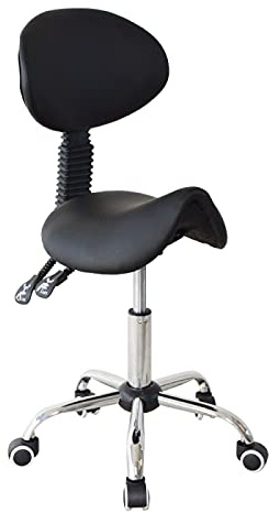 VDD Sattelhocker Rückenlehne ergonomisch neigbar - Friseurhocker - Hocker - höhenverstellbarr SCHWARZ