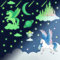 KAIRNE Wandtattoo Kinderzimmer Mädchen,Einhorn Leuchtender Wandaufkleber,Schlos Leuchtsticker Wandsticker für Mädchen Schlafzimmer,Selbstklebend Sterne Fluoreszierend Sticker Babyzimmer Deko Geschenke