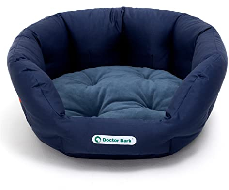 Doctor Bark - Hundebett rund - kuscheliges Hundekörbchen Mittelgroße Hunde mit orthopädischem Wendekissen - Waschbar bis 95°C - Made in Germany (M - 50x40 cm, Königsblau)